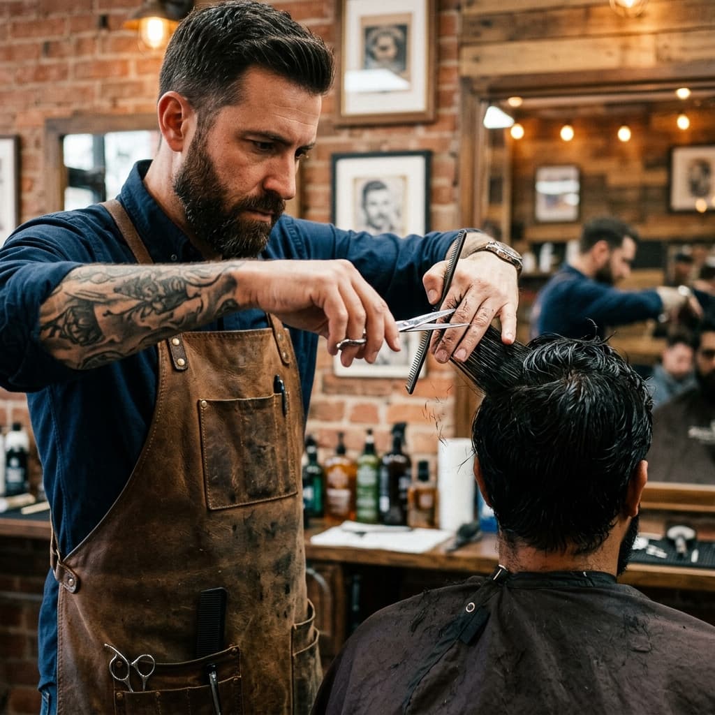 Barber at work